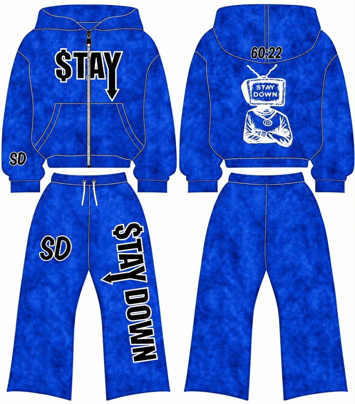 STAYDOWN Zip-Up Hoodie & Pants Set