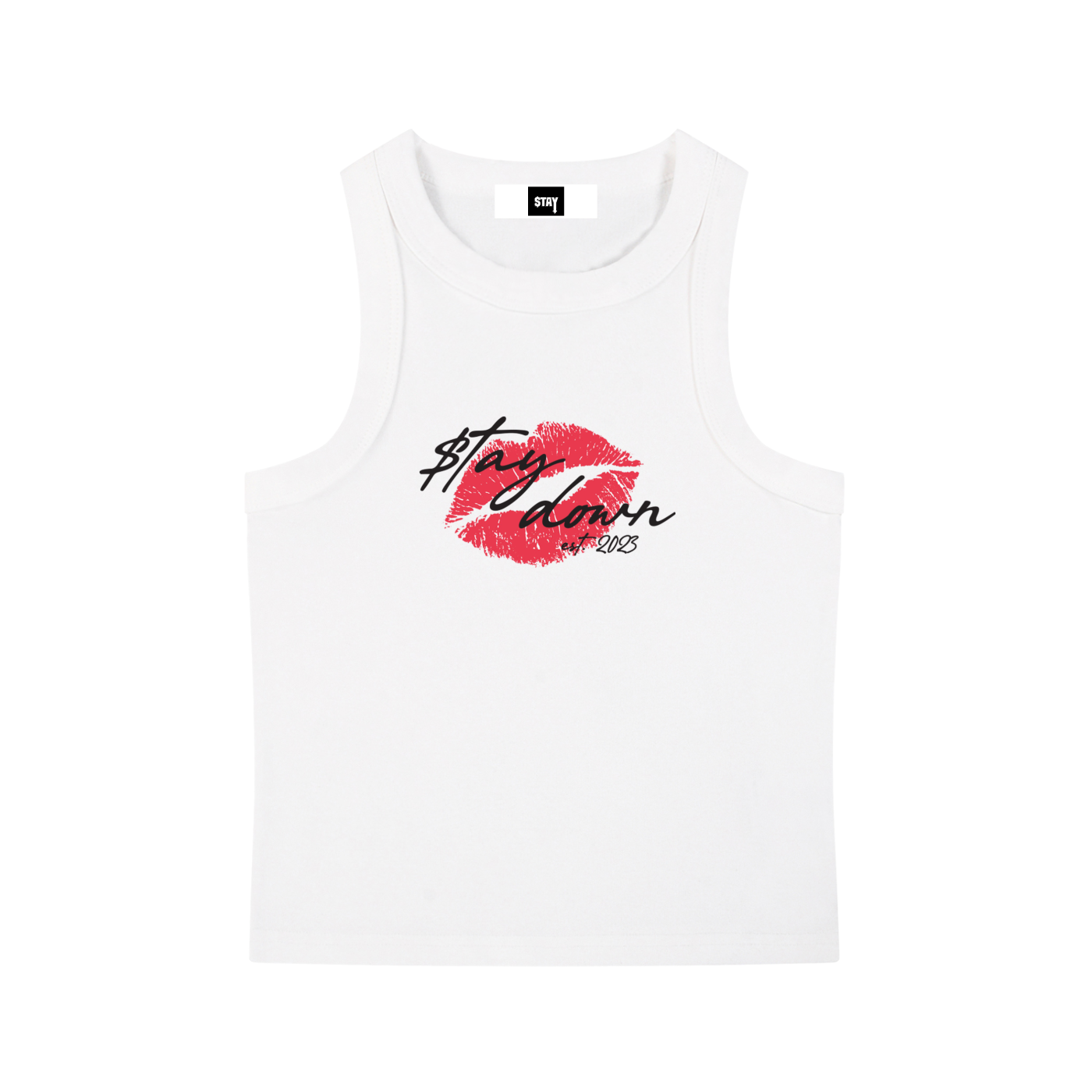 Snow Washed Crop Tank Top — White