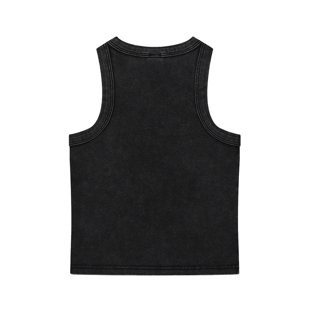 Snow Washed Crop Tank Top — Black