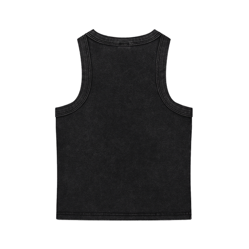Snow Washed Crop Tank Top — Black