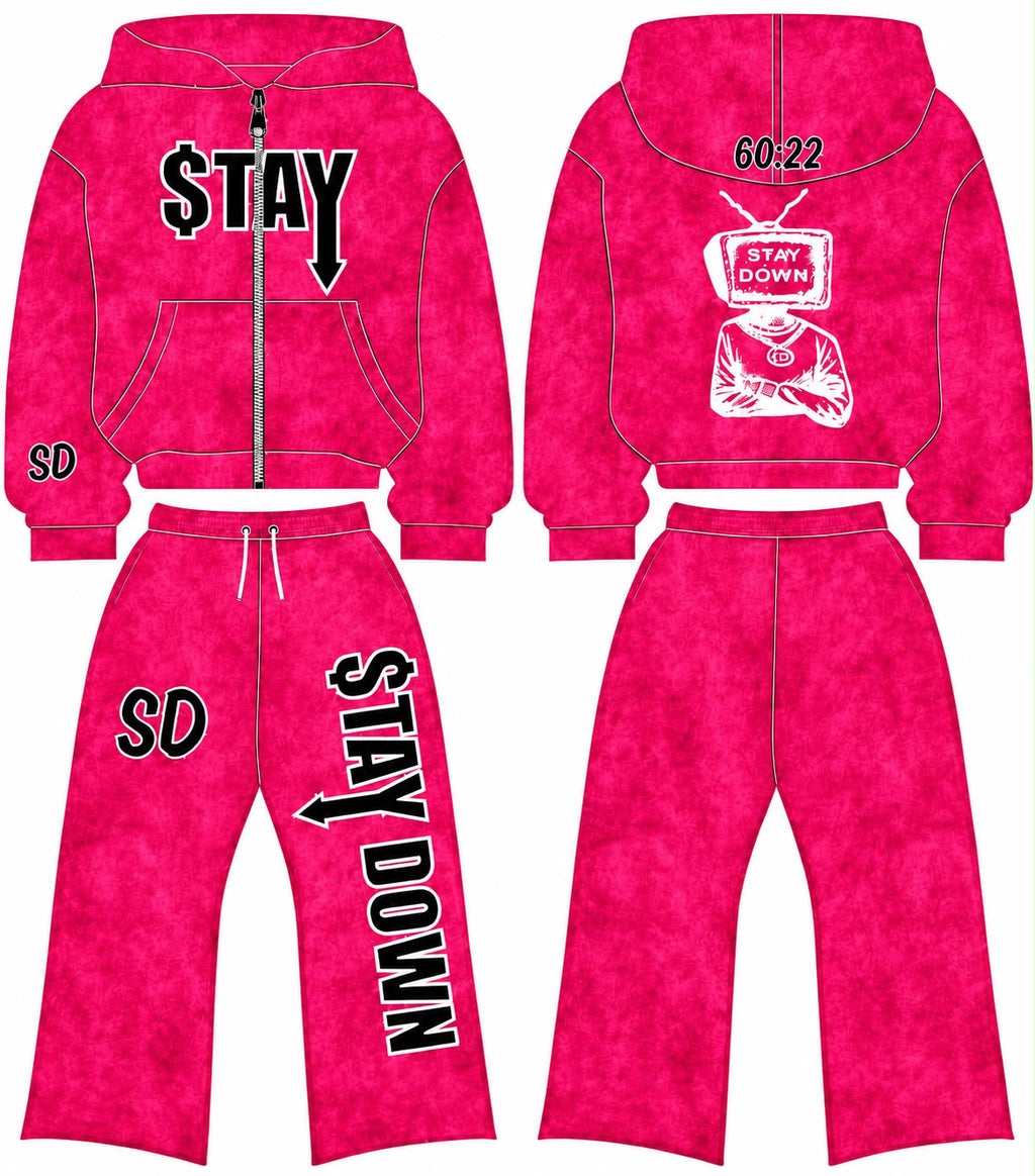 STAYDOWN Zip-Up Hoodie & Pants Set