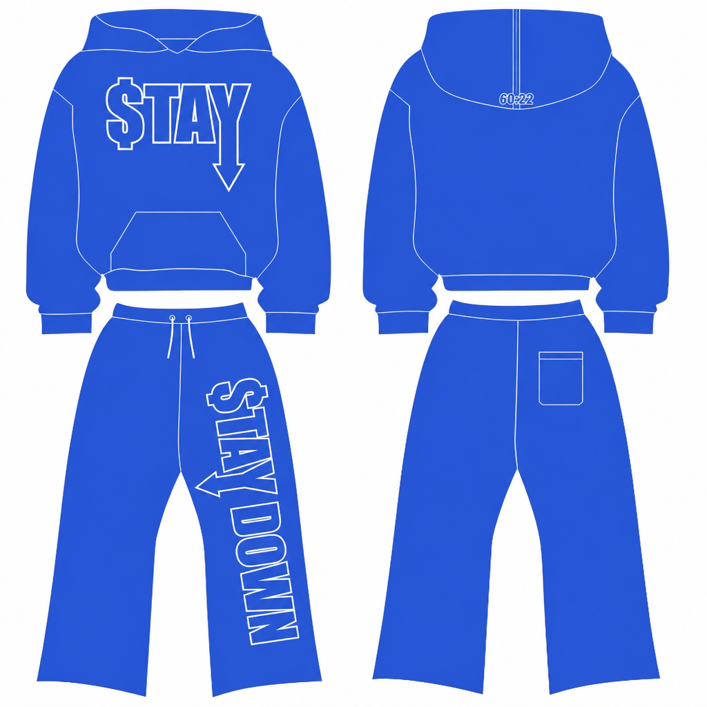 Blue pullover set with the small SD logos removed